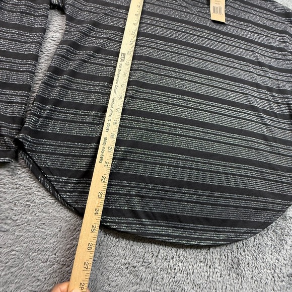 Michael Stars NWT Womens OS Black Silver Lurex Stripe Long Sleeve Top Wide Neck - Picture 7 of 7